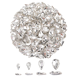 Кристалл 220 шт. 4 стиль стеклянные кабошоны со стразами, задние и задние, граненые, слеза, кристалл, 8~14x5~10x2.8~4.5 мм