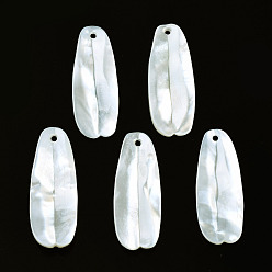 White Shell Natural White Shell Pendants, Petaline, 26~28x10~11x2~5mm, Hole: 1mm