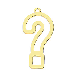 Golden 201 Stainless Steel Pendants, Laser Cut, PVD Vacuum Plating, Question Mark, Golden, 28x14x1mm, Hole: 1.6mm