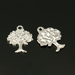 Серебро Сплавочные подвески тибетского стиля, без кадмия и без свинца, дерево, серебро , 22x17x2 мм, отверстие : 2 мм