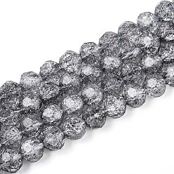 Серый Прозрачные треск стекла бисер нитей, круглые, граненые, серые, 9.5~10 мм, отверстие : 1.2~1.4 мм, около 43 шт / нитка, 14.96~15.16 дюйм (38~38.5 см)