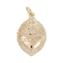 Настоящее золото 18K Латунные подвески, без кадмия, без никеля и без свинца, подвески крест и сердце, реальный 18 k позолоченный, 22x14x2.5 мм, отверстие : 3 мм