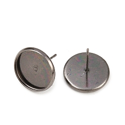 Черный Цвет Металла Латунь уха шпильки настройки, металлический черный , лоток : 12 мм, 12 мм, штифт: 0.7 мм