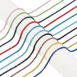 Mixed Color 10Yards 10 colors Electrophoresis Brass Rhinestone Strass Chains, Rhinestone Cup Chains, Mixed Color, SS6.5, 2~2.1mm, 1yard/color