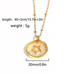 Звезда Подвески-колье из латуни и эпоксидной смолы с блестками для женщин., золотые, звезда, 15.75 дюйм (40 см), Кулон : 20 мм