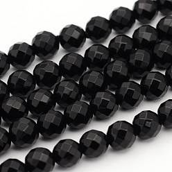 Black Onyx Бусы из черного оникса, окрашенная и подогревом, граненый (64 граней), круглые, диаметром около 9.5~10 мм , отверстие : 1.5 мм, около 38 шт / нитка, 14.5~15 дюйм
