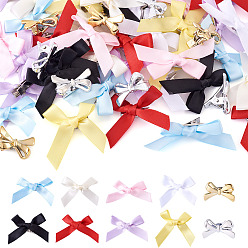 (52) Непрозрачная лаванда 50 шт. 10 цветные заколки для волос из полиэстера и сплава с бантом из кожи аллигатора, разноцветные, 26.5~42.5x40.5~47.5x11~14.5 мм, 5 шт / цвет