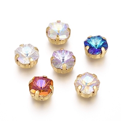 (52) Непрозрачная лаванда Шить на горный хрусталь, стекло горный хрусталь, с золотыми тонами латунных зубьев, аксессуары для одежды, квадратный, разноцветные, 9x9x5.5 мм