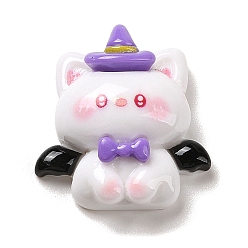 Средний Фиолетовый Кабошоны из непрозрачной смолы для Хэллоуина, форма кошки с крыльями летучей мыши, средне фиолетовый, 24x22x9.5 мм