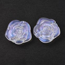 Clear Transparent Acrylic Beads, Glitter Powder, Flower, Clear, 28x30x10mm, Hole: 2.2mm, about 110pcs/500g
