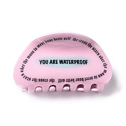 Pink Слово узор пвх коготь заколки для волос, с железной фурнитурой, аксессуары для волос для женщин девушки густые волосы, розовые, 47x86x43 мм