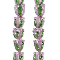 чертополох Бусы лэмпворк ручной работы, тюльпан, чертополох, 12x11x10 мм, отверстие : 1.4 мм, около 40 шт / нитка, 19.06'' (48.4 см)