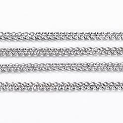 Нержавеющая Сталь Цвет Устойчивы к потускнению 304 витые цепи из нержавеющей стали, бордюрные цепи, пайки, с катушкой, цвет нержавеющей стали, 1.2x1.1x0.3 мм, около 32.8 футов (10 м) / рулон