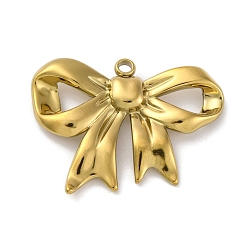 Золотой 304 подвески из нержавеющей стали, очарование бантом, золотые, 22.5x30.5x4 мм, отверстие : 2 мм