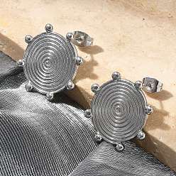 Нержавеющая Сталь Цвет 304 серьги-гвоздики из нержавеющей стали для женщин, плоско-круглые, цвет нержавеющей стали, 22 мм