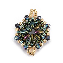 Разноцветный Японский бисер miyuki & toho ручной работы ссылки, Ткацкий станок, цветок, красочный, 24~25.6x19~19.2x3.2~3.6 мм, отверстие : 1.5~1.6 мм