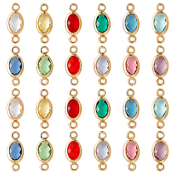 (52) Непрозрачная лаванда 36 шт. 12 цвета латунь паве граненое стекло овальные соединительные подвески, золотые, разноцветные, 11.5x5x2 мм, отверстие : 1 мм, 3 шт / цвет