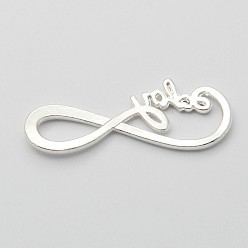 Серебро Сплав бесконечности в тибетском стиле с разъемами надежных ссылок, без кадмия и без свинца, серебряный цвет гальваническим, 15x39x2 мм