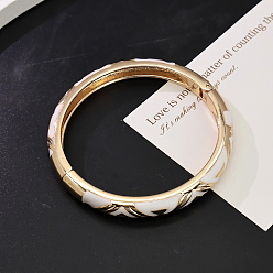 Белый Латунные эмалевые браслеты для женщин, треугольные, реальный 18 k позолоченный, белые, внутренний диаметр: 2-1/4 дюйм (5.8 см)