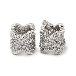 Платина Стойки обшивки латунь кубического циркония европейский шариков, бусины с большим отверстием, долговечный, без свинца и без кадмия, цветочная колонна, платина, 7.5x7 мм, отверстие : 4 мм