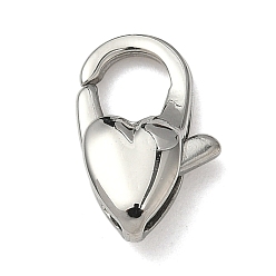Нержавеющая Сталь Цвет 304 нержавеющая сталь застежка когтя омара, сердце, цвет нержавеющей стали, 13.5x9x4 мм, отверстие : 3x1 мм