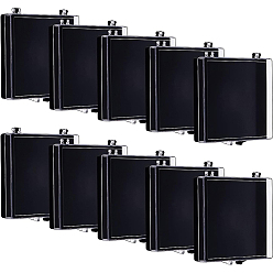 Black Plastic Storage Box, Badge Packing Box, Rectangle with Transparent Cover, Black, 69x75x18mm