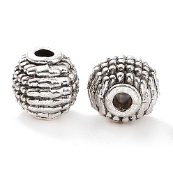 Plata Antigua Abalorios de aleación de estilo tibetano, rondo, plata antigua, 8x8.5 mm, agujero: 2 mm, Sobre 606 unidades / 1000 g