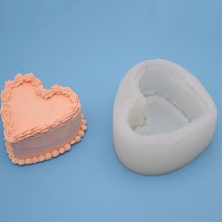 White Food Grade DIY Silicone Candle Molds, For Candle Making, Heart, White, 9.5x10.1x5.6cm