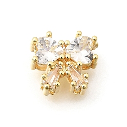 Золотой Бантом латунные микро проложить кубического циркония бусы, стойки покрытие, долговечный, без свинца и без кадмия, золотые, 8.5x9.5x5 мм, отверстие : 1.2 мм