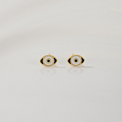 Черный Элегантные 201 серьги-гвоздики с эмалью из нержавеющей стали от сглаза, золотые, чёрные, 5x9 мм