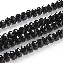 Черный 68 нитки австрийские хрустальные бусины с имитацией круглой гранки, класс AAA, чёрные, 8x5 мм, отверстие : 0.9~1 мм, 14.17 дюйм