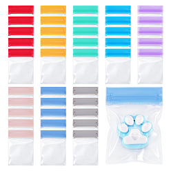 Mixed Color 40Pcs 8 Colors Transparent EVA Packaging Resealable Bags, Self-Sealing Bag, Rectangle, Mixed Color, 9.9x7.2x0.25cm, 5pcs/color