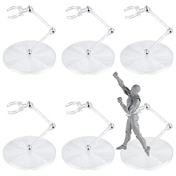 Clear 6 Bags Adjustable Plastic Action Figure Displays, Flat Round, Clear, 10x20.5cm