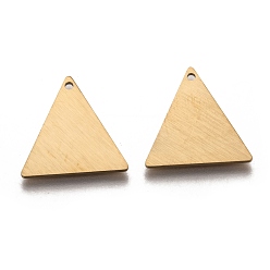 Золотой Ионное покрытие (ip) 304 подвески из нержавеющей стали, пустая бирка с матовой отделкой, лазерная резка, двухсторонний эффект тягового станка, треугольные, золотые, 18x18x1 мм, отверстие : 1.2 мм