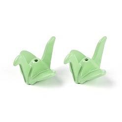 Светло-зеленый Стойки с покрытием из окрашенного распылением сплава, оригами журавлик, без кадмия, без никеля и без свинца, светло-зеленый, 15x20.5x19 мм, отверстие : 1.2~1.4 мм