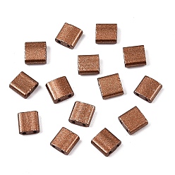 Перу 2 Отверстие для выпечки краски стеклянные бусины, квадратный, Перу, 5x4.5~5.5x2~2.5 мм, отверстие : 0.5~0.8 мм