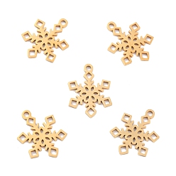 Golden Ion Plating(IP) 201 Stainless Steel Pendants, Snowflake, Golden, 17x13x1mm, Hole: 1.4mm