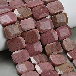 Родонит Природные родонит бисер нитей, прямоугольные, граненые, 15x20x6 мм, отверстие : 1.5 мм, около 25 шт / нитка, 14.96 дюйм (38 см)