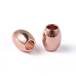 Rose Gold Oval Ion Plating(IP) 202 Stainless Steel Beads, Rose Gold, 6x5mm, Hole: 2.5mm