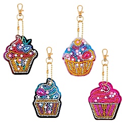 Mixed Color DIY 5D Ice-cream Diamond Painting Keychain Kit, with Tray Plate, Drill Point Nails Tools, for Kids Gem Painting Pendant Arts Crafts, Mixed Color, 70.5x35.5x2mm