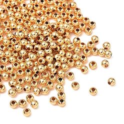 Chapado en Oro Real de 14K Abalorios de latón, rondo, larga duración plateado, sin plomo y el cadmio, real 14 k chapado en oro, 3 mm, agujero: 1.2 mm