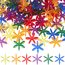 Gemischte Farbe 120pcs transparente Acrylperlen, Blume, Gemischte Farbe, 25x25x8 mm