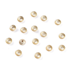 Real 14K Gold Plated Rack Plating Brass Bead Cap, Nickel Free, Long-Lasting Plated, Half Round, Apetalous, Real 14K Gold Plated, 4.5x1.5mm, Hole: 1mm