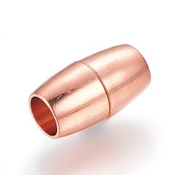 Roségold Messing-Magnetverschlüsse mit Klebeenden, ellipsenförmige, Roségold, 16x9 mm, Bohrung: 6 mm