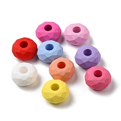 Mixed Color Opaque Acrylic Beads, Large Hole Beads, Faceted, Rondelle, Mixed Color, 14x8mm, Hole: 4.7mm