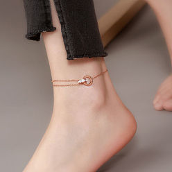 Ring Браслеты из нержавеющей стали для женщин, розовое золото , кольцо, 8.27 дюйм (21 см)