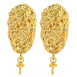 Золотой Стойка покрытие латунные шпильки серьги находка, без кадмия и без свинца, долговечный, золотые, 25x10 мм, штифты : 0.7~0.8 мм