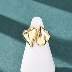 Сердце Латунные манжеты с открытыми кольцами, золотые, сердце, 18 мм, Сердце: 17x22 mm