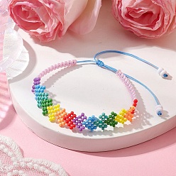 Разноцветный Браслеты из бисера ручной работы из радужного стекла, регулируемые браслеты для женщин, красочный, внутренний диаметр: 3/4~ 3-3/8 дюйм (1.9~8.6 см)