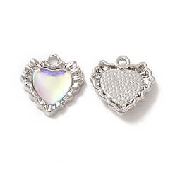 Платина Подвески из смолы из металлического сплава, без никеля , сердце прелести, платина, 17x17x4 мм, отверстие : 1.8 мм